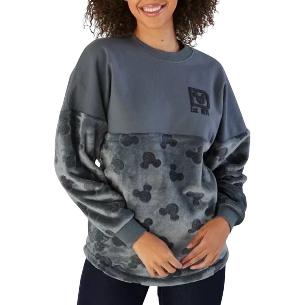 Disney Spirit Jersey Gray Velour Walt Disney World Mickey Mouse Sweatshirt XS